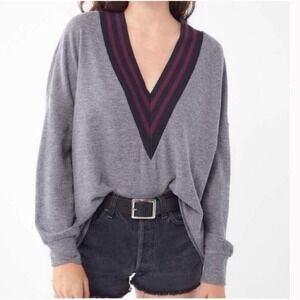 Urban Outfitters VIVI Gray Varsity Oversized Top. EUC Size Small